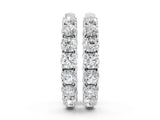 White gold Round Cut Diamond Inside-Out Hoop Earrings with Shared Prong Setting_5