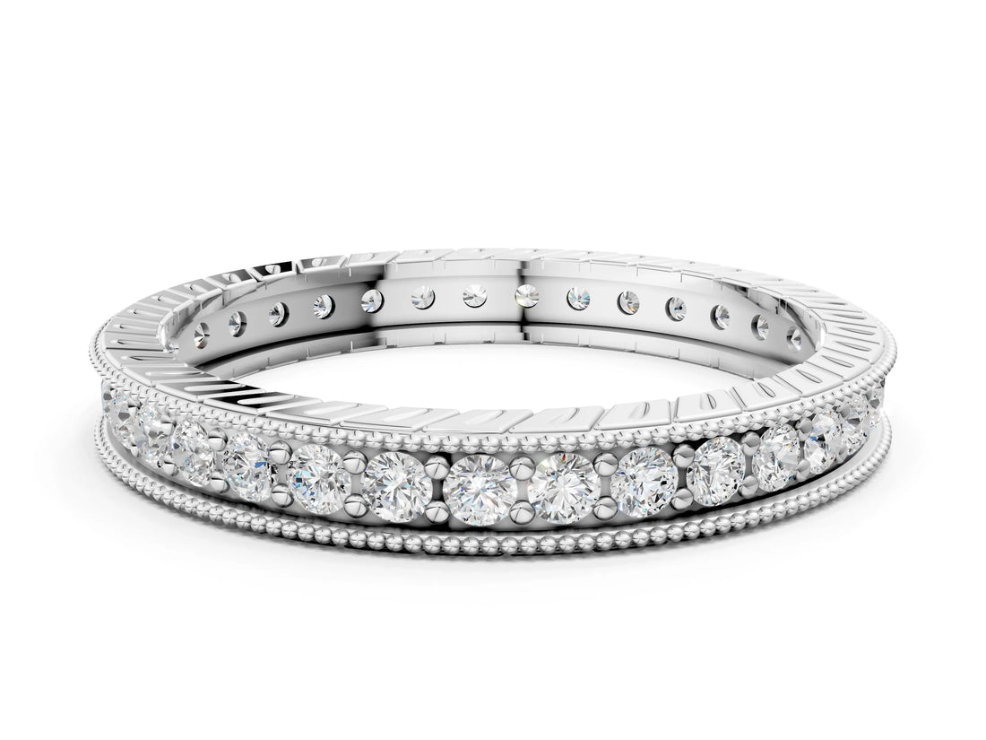 White gold Round Cut Diamond Milgrain Bezel Set Eternity Band_21