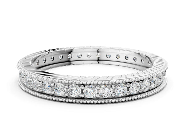 White gold Round Cut Diamond Milgrain Bezel Set Eternity Band