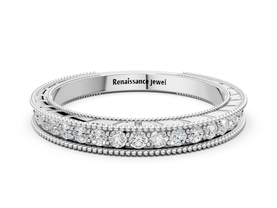 White gold Round Cut Diamond Milgrain Eternity Band with Channel Setting_12
