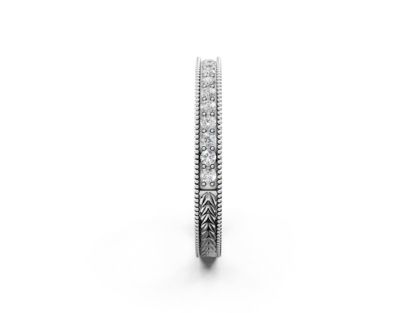 White gold Round Cut Diamond Milgrain Eternity Band with Channel Setting