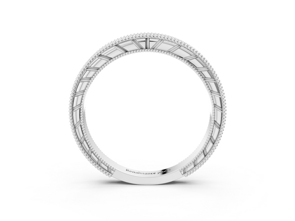 White gold Round Cut Diamond Milgrain Eternity Band with Channel Setting