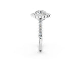White gold Round Cut Diamond Milgrain Floral Halo Engagement Ring with Pavé Band_42