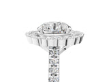 White gold Round Cut Diamond Milgrain Floral Halo Engagement Ring with Pavé Band_45