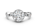 White gold Round Cut Diamond Milgrain Marquise Band with Prong Setting_5