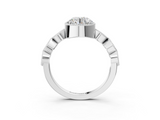 White gold Round Cut Diamond Milgrain Marquise Band with Prong Setting_8