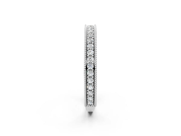 White gold Round Cut Diamond Milgrain Pavé Eternity Band