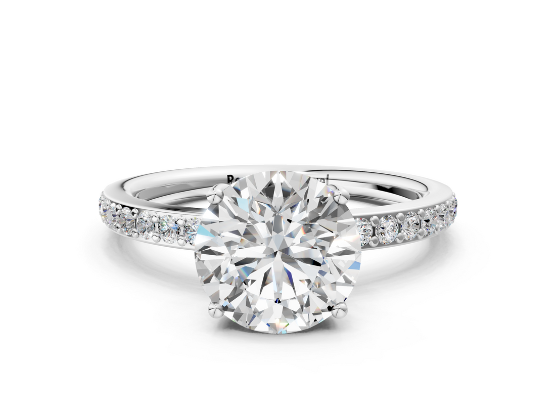 White gold Round Cut Diamond Pavé Band Ring with Four-Prong Setting_55