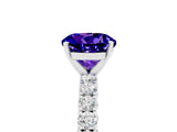 White gold Round Cut Diamond Pavé Band Solitaire Ring with Prong Setting_12