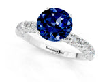 White gold Round Cut Diamond Pavé Band Solitaire Ring with Prong Setting_13