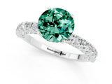 White gold Round Cut Diamond Pavé Band Solitaire Ring with Prong Setting_13