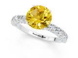 White gold Round Cut Diamond Pavé Band Solitaire Ring with Prong Setting_13