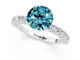 White gold Round Cut Diamond Pavé Band Solitaire Ring with Prong Setting_13
