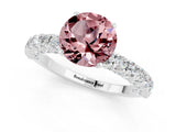 White gold Round Cut Diamond Pavé Band Solitaire Ring with Prong Setting_13