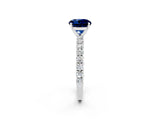 White gold Round Cut Diamond Pavé Band Solitaire Ring with Prong Setting_14