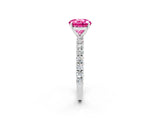 White gold Round Cut Diamond Pavé Band Solitaire Ring with Prong Setting_14