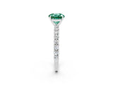 White gold Round Cut Diamond Pavé Band Solitaire Ring with Prong Setting_14
