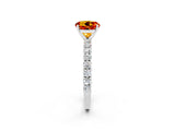 White gold Round Cut Diamond Pavé Band Solitaire Ring with Prong Setting_14