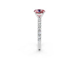 White gold Round Cut Diamond Pavé Band Solitaire Ring with Prong Setting_14