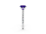 White gold Round Cut Diamond Pavé Band Solitaire Ring with Prong Setting_14