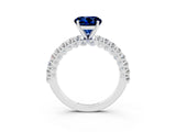 White gold Round Cut Diamond Pavé Band Solitaire Ring with Prong Setting_15