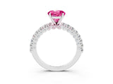 White gold Round Cut Diamond Pavé Band Solitaire Ring with Prong Setting_15