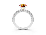 White gold Round Cut Diamond Pavé Band Solitaire Ring with Prong Setting_15
