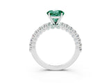 White gold Round Cut Diamond Pavé Band Solitaire Ring with Prong Setting_15