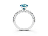 White gold Round Cut Diamond Pavé Band Solitaire Ring with Prong Setting_15