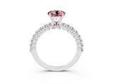 White gold Round Cut Diamond Pavé Band Solitaire Ring with Prong Setting_15