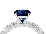 White gold Round Cut Diamond Pavé Band Solitaire Ring with Prong Setting_16