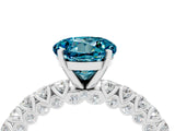 White gold Round Cut Diamond Pavé Band Solitaire Ring with Prong Setting_16