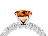 White gold Round Cut Diamond Pavé Band Solitaire Ring with Prong Setting_16