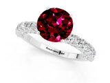 White gold Round Cut Diamond Pavé Band Solitaire Ring with Prong Setting_1