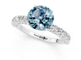 White gold Round Cut Diamond Pavé Band Solitaire Ring with Prong Setting_1