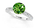 White gold Round Cut Diamond Pavé Band Solitaire Ring with Prong Setting_1
