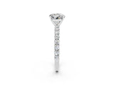 White gold Round Cut Diamond Pavé Band Solitaire Ring with Prong Setting_2