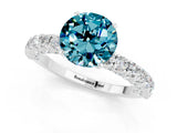 White gold Round Cut Diamond Pavé Band Solitaire Ring with Prong Setting_25