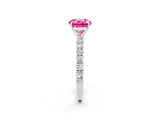 White gold Round Cut Diamond Pavé Band Solitaire Ring with Prong Setting_26
