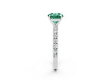White gold Round Cut Diamond Pavé Band Solitaire Ring with Prong Setting_26