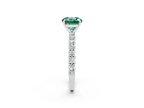 White gold Round Cut Diamond Pavé Band Solitaire Ring with Prong Setting_26
