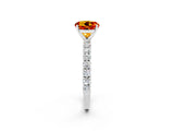 White gold Round Cut Diamond Pavé Band Solitaire Ring with Prong Setting_26