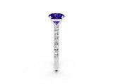 White gold Round Cut Diamond Pavé Band Solitaire Ring with Prong Setting_26