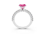 White gold Round Cut Diamond Pavé Band Solitaire Ring with Prong Setting_27