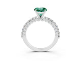 White gold Round Cut Diamond Pavé Band Solitaire Ring with Prong Setting_27