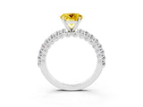 White gold Round Cut Diamond Pavé Band Solitaire Ring with Prong Setting_27