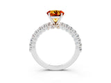 White gold Round Cut Diamond Pavé Band Solitaire Ring with Prong Setting_27