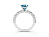 White gold Round Cut Diamond Pavé Band Solitaire Ring with Prong Setting_27