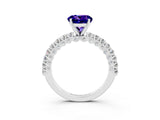 White gold Round Cut Diamond Pavé Band Solitaire Ring with Prong Setting_27