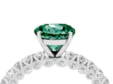 White gold Round Cut Diamond Pavé Band Solitaire Ring with Prong Setting_28
